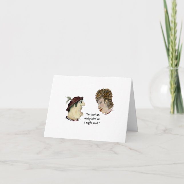 An Early Bird or a Night Owl Humourous Card (Front)