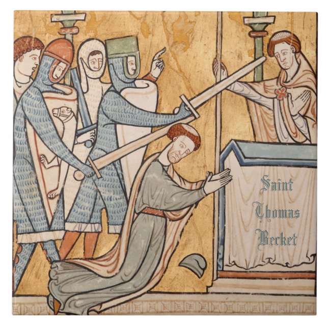 An Early Martyrdom of St. Thomas Becket in Art Tile (Front)