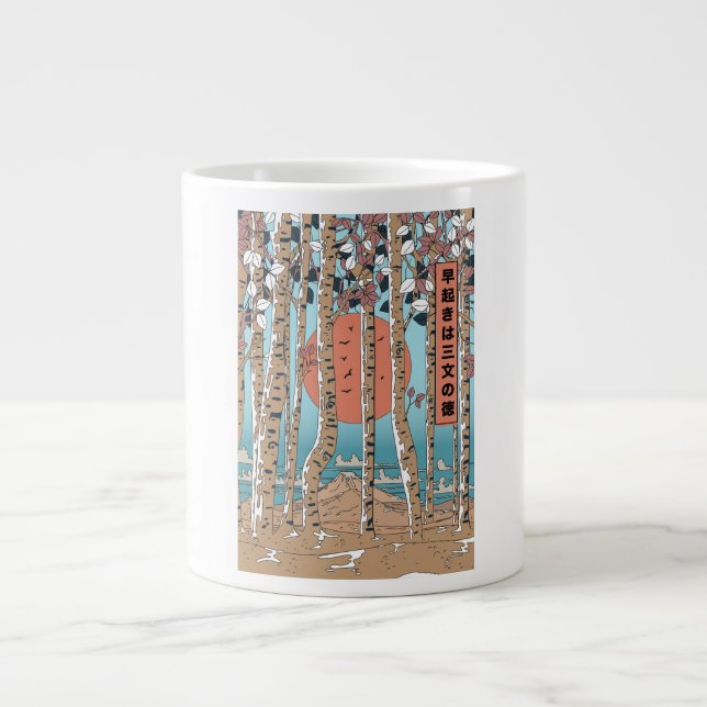 An early riser gains three measures of luck large coffee mug (Front)