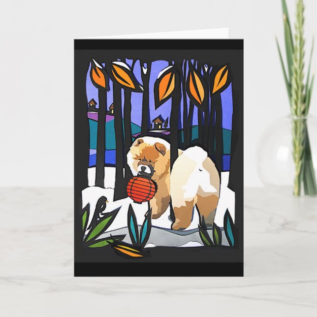 AN EARLY SNOW Chow papercut Card (Front)