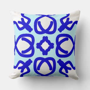 An elegant classic blue & white fabric design throw pillow