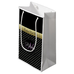 An Elegant Customizable Text Monogram Black White Small Gift Bag