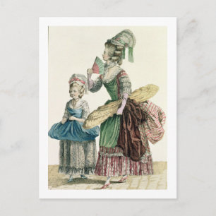 An Elegant Dressmaker Delivering her Work, plate f Postcard