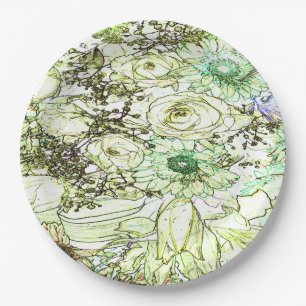 An elegant green colour classic design  paper pl plate
