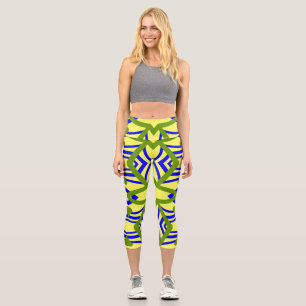 An elegant multicolor all over fabric pattern cap capri leggings