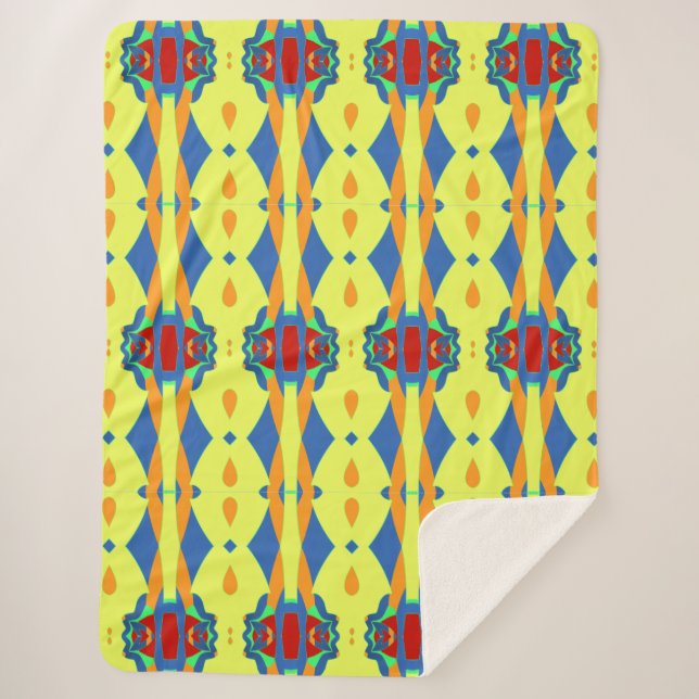 An elegant multicolor classic fabric pattern sherpa blanket (Front)