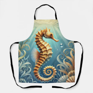 An elegant seahorse swimming underwater apron