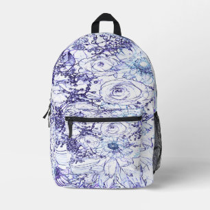 An elegant whit & blue classic design printed backpack