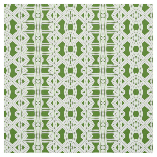 An elegant white & green geometric fabric pattern  (Swatch)