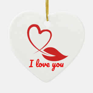 An elegant white heart symbolizes love and devotio ceramic ornament