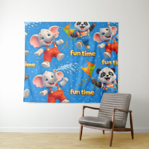 An elephant adventure wall tapestry