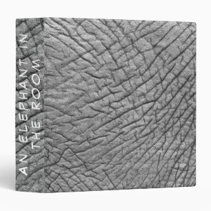 An elephant in the room skin photo with white text binder
