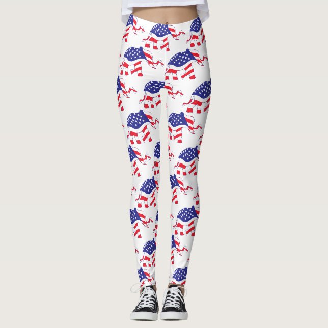 An Elephant made in the USA Flag Leggings (Front)