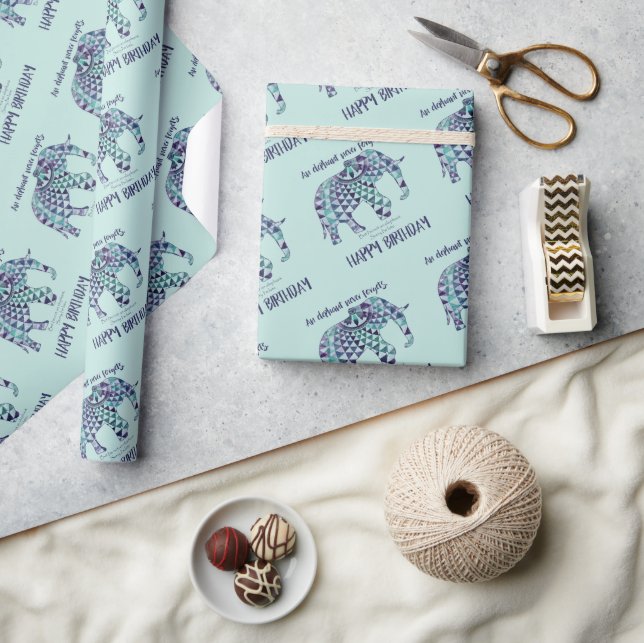 An Elephant Never Forgets - Birthday Card 3 Wrapping Paper (Crafts)