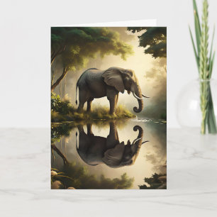 An Elephant's Reflection Happy Birthday Card