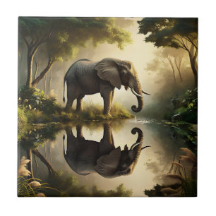 An Elephant's Reflection Tile