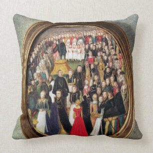 An Elizabethan Maundy Ceremony, c.1560 (w/c on vel Throw Pillow
