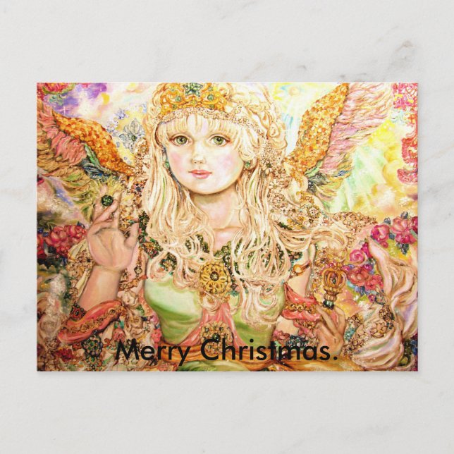 An emerald angel., Merry Christmas. Holiday Postcard (Front)