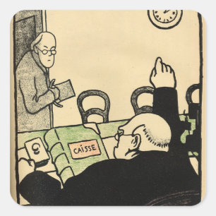 An employer sacks one of his employees square sticker