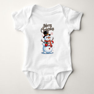 An enchanted Christmas: a smiling snowman Baby Bodysuit