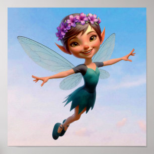 An enchanted magical little cartoon Fairy Poster