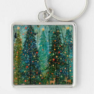 An Enchanted Storybook Christmas Forest Keychain