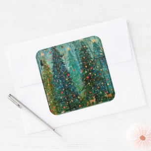 An Enchanted Storybook Christmas Forest Square Sticker