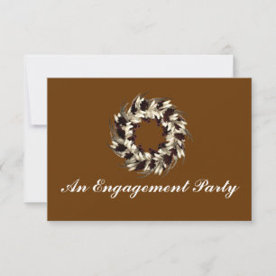 "An Engagement Party" - Cream/Brown Wreath Invitation