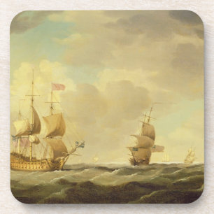 An English Flagship Under Easy Sail in a Moderate Coaster