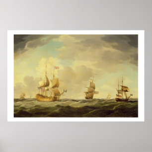 An English Flagship Under Easy Sail in a Moderate Poster
