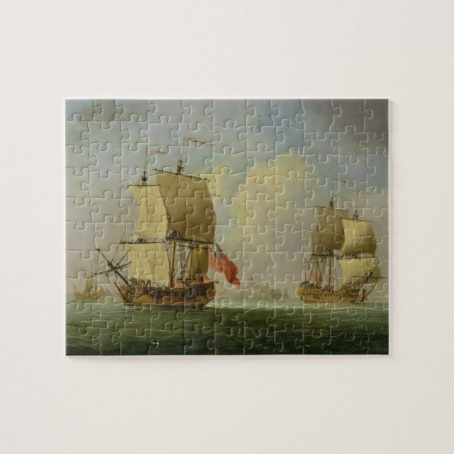 An English Sloop and a Frigate in a Light Breeze ( Jigsaw Puzzle (Horizontal)