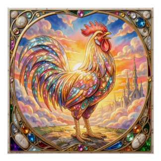 An ethereal rooster poster