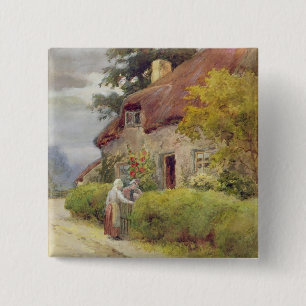 An evening gossip 2 inch square button