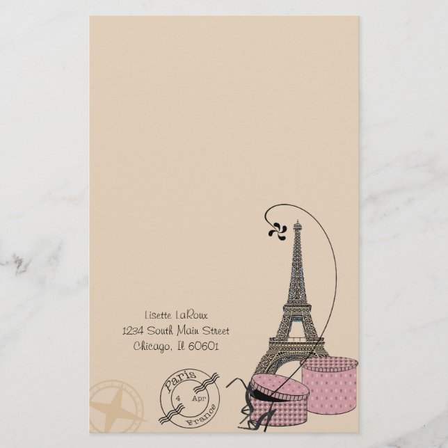 An Evening In Paris Customizable Stationery (Front)