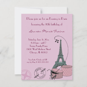 An Evening in Paris Dusty Rose Party Invitation