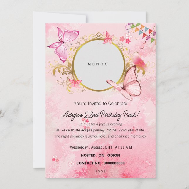 An Evening of Celebration"Birthday Invitation (Front)