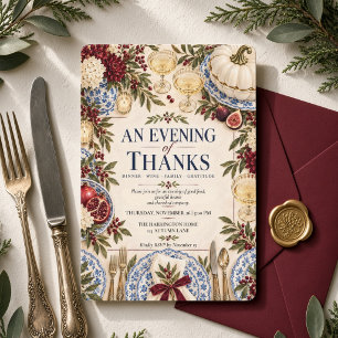 An Evening of Thanks Grandmillennial Floral Invitation
