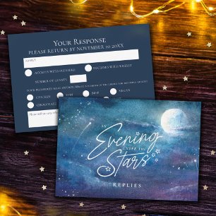 An evening under the stars sky art wedding RSVP card