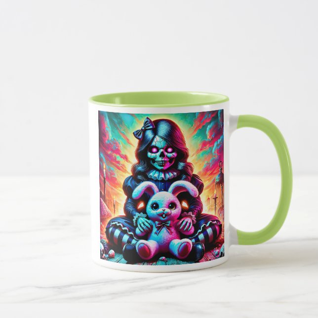 An evil doll and her favorite rabbit. mug (Right)
