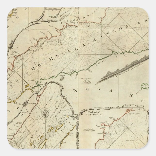 An Exact Chart of the River St Lawrence Square Sticker (Front)