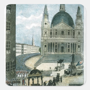 An exact representation of the grand funeral car square sticker