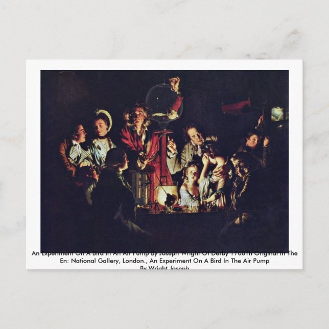 An Experiment On A Bird In An Air Pump Postcard (Front)