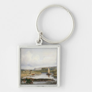 An Extensive River Landscape with a View of the Ch Keychain