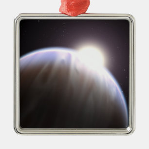 An extrasolar planet with its parent star metal ornament