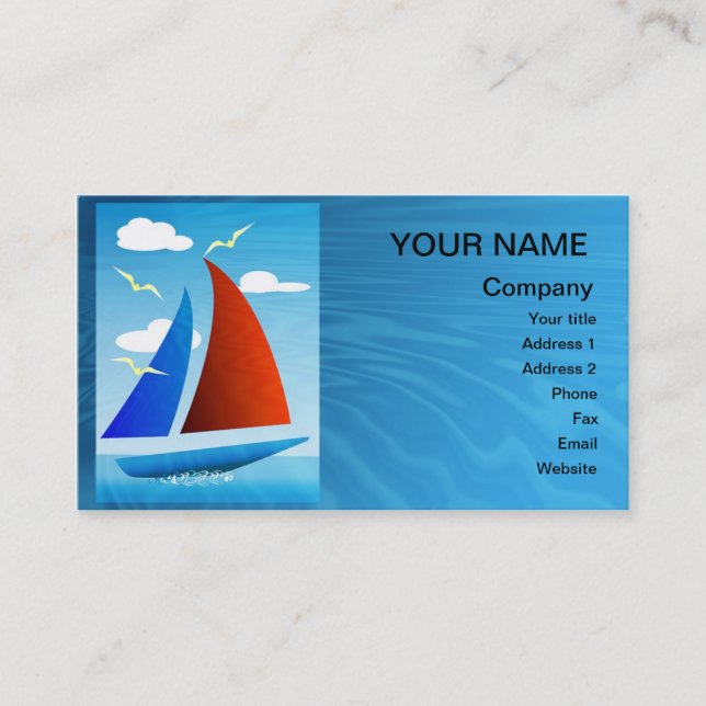 An eye catching card with a colourful yacht (Front)
