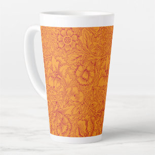 An eye-catching paisley motif in orange and blue,  latte mug