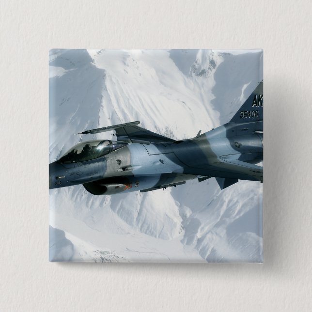 An F-16 Aggressor 2 Inch Square Button (Front)