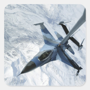 An F-16 Aggressor sits in contact position Square Sticker