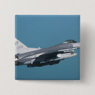 An F-16 Fighting Falcon in flight 2 Inch Square Button