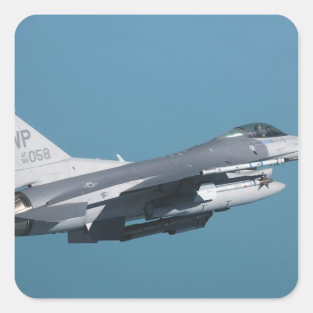 An F-16 Fighting Falcon in flight Square Sticker (Front)